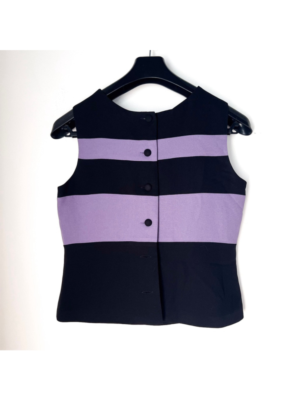 Vintage Casual Corner Color Block Purple Black Sleeveless Top Sz 8 Y2K Preppy - Picture 2 of 8